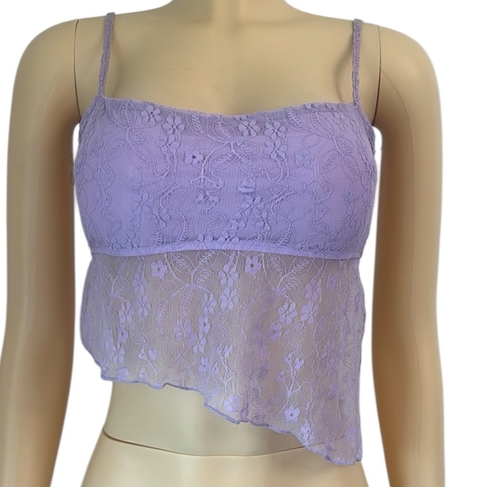 Edikted Lavender Lace YK2 open back Crop Top Sz M - Picture 2 of 7